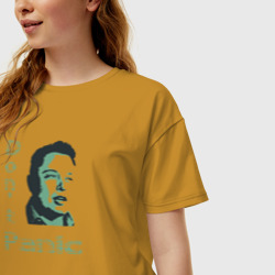 Женская футболка хлопок Oversize Dont panic Elon Musk - фото 2