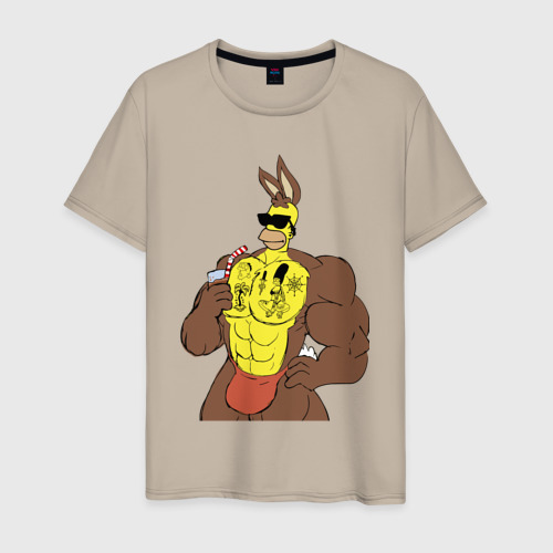 Мужская футболка хлопок Homer Simpson - mighty rabbit, цвет миндальный