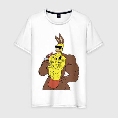 Мужская футболка из хлопка с принтом Homer Simpson - mighty rabbit, вид спереди №1