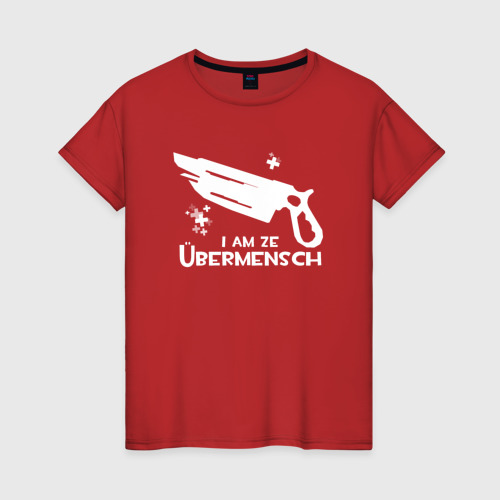 Женская футболка хлопок Team fortress 2 ubermensch, цвет красный
