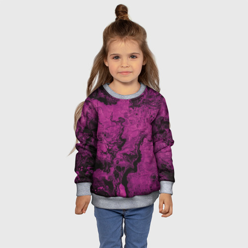 Детский свитшот 3D с принтом Тёмно-розовые краски во тьме, фото #4