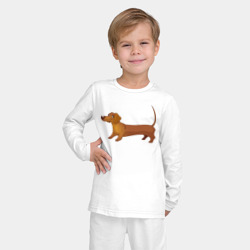 Пижама с принтом Такса для ребенка, вид на модели спереди №2. Цвет основы: белый