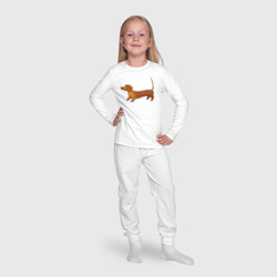 Пижама с принтом Такса для ребенка, вид на модели спереди №4. Цвет основы: белый