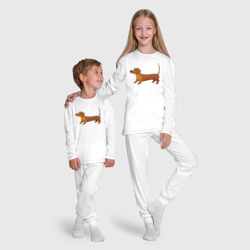 Пижама с принтом Такса для ребенка, вид на модели спереди №5. Цвет основы: белый