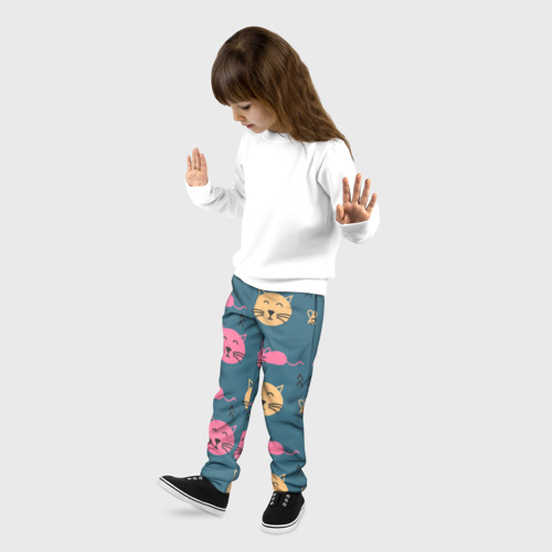 Детские брюки 3D с принтом Котики и мышки, фото на моделе #1