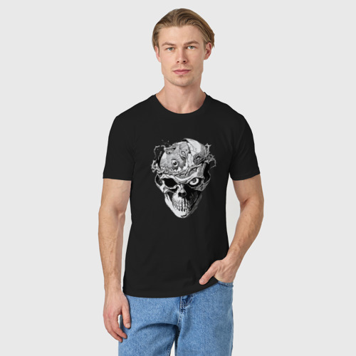 Мужская футболка хлопок Рыцарь - череп, цвет черный - фото 3