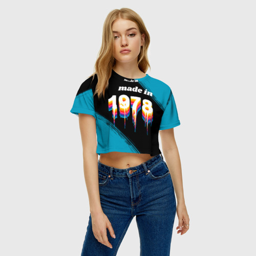 Женская футболка Crop-top 3D Made in 1978: liquid art, цвет 3D печать - фото 3