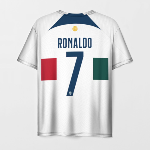 Мужская футболка с принтом Роналду ЧМ 2022 Португалия выездная, вид сзади №1