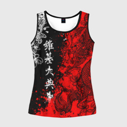 Женская майка 3D Драконы и цветы