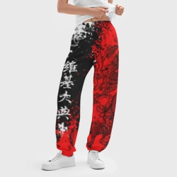 Женские джоггеры оверсайз 3D Драконы и цветы - фото 2