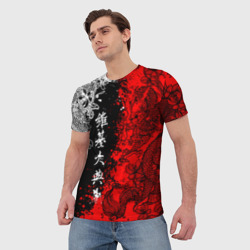 Мужская футболка 3D Драконы и цветы - фото 2