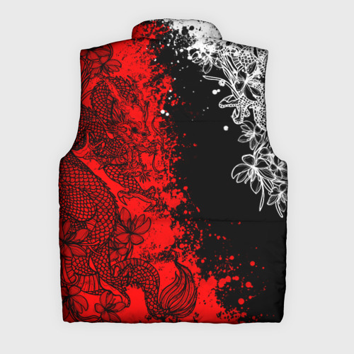 Мужской жилет утепленный 3D Драконы и цветы, цвет черный - фото 2
