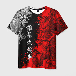 Мужская футболка 3D Драконы и цветы