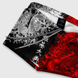 Плавки с принтом Драконы и цветы для мужчины, вид на модели спереди №4. Цвет основы: белый