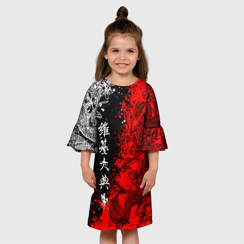 Детское платье 3D с принтом Драконы и цветы, вид сбоку #3