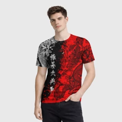 Мужская футболка 3D Драконы и цветы - фото 2