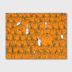 Альбом для рисования Милые кролики в морковном поле