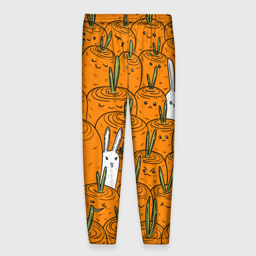 Мужские брюки 3D Милые кролики в морковном поле, цвет 3D печать - фото 2