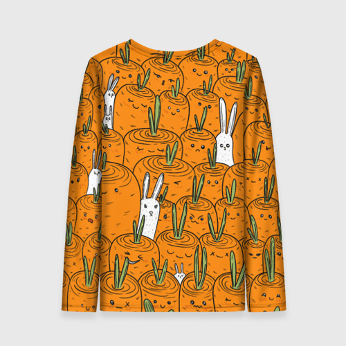 Женский лонгслив 3D Милые кролики в морковном поле, цвет 3D печать - фото 2