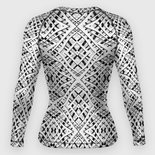 Женский рашгард 3D с принтом Геометрический узор в серо белых тонах, вид сзади #1