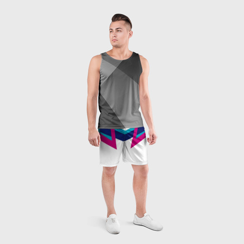 Мужские шорты спортивные Firm белый спортик, цвет 3D печать - фото 4