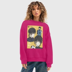 Женский свитшот oversize без начеса хлопок Бачира Мегуру - Синяя тюрьма - фото 2