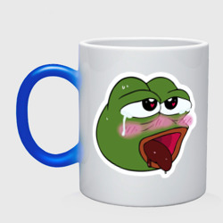 Кружка хамелеон Ahegao Pepe sticker