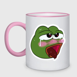 Кружка двухцветная Ahegao Pepe sticker