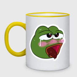 Кружка двухцветная Ahegao Pepe sticker