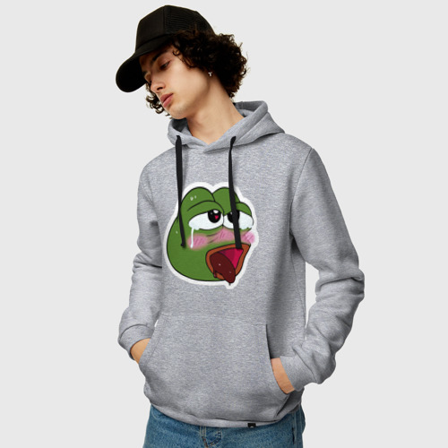 Мужская толстовка хлопок Ahegao Pepe sticker, цвет меланж - фото 3