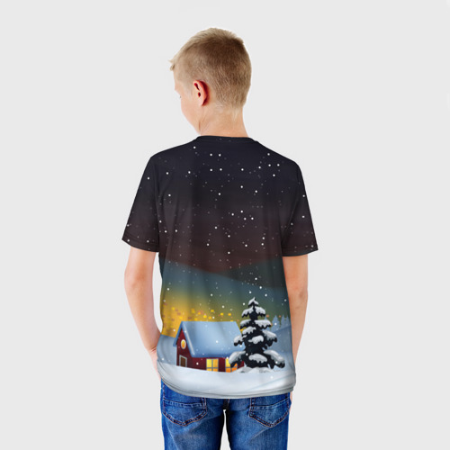 Детская футболка 3D с принтом Счастливый   заяц  2023, вид сзади #2
