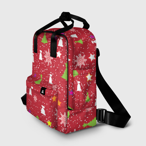 Женский рюкзак 3D с принтом Red new year, фото на моделе #1