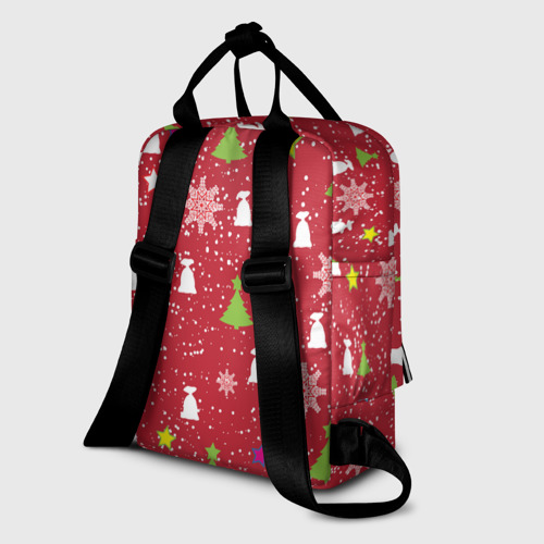 Женский рюкзак 3D с принтом Red new year, вид сзади #1