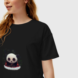 Женская футболка хлопок Oversize Понурый панда - фото 2