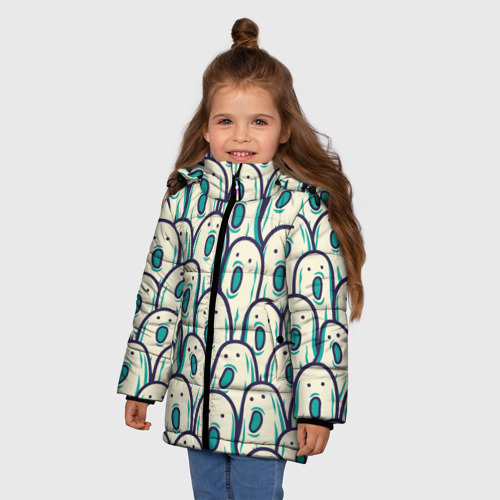 Зимняя куртка для девочек 3D Призраки, цвет светло-серый - фото 3