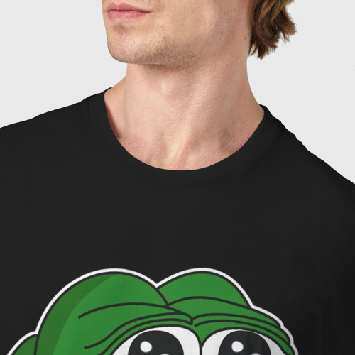Мужская футболка хлопок с принтом Лягушонок Пепе удивлён, фото #4