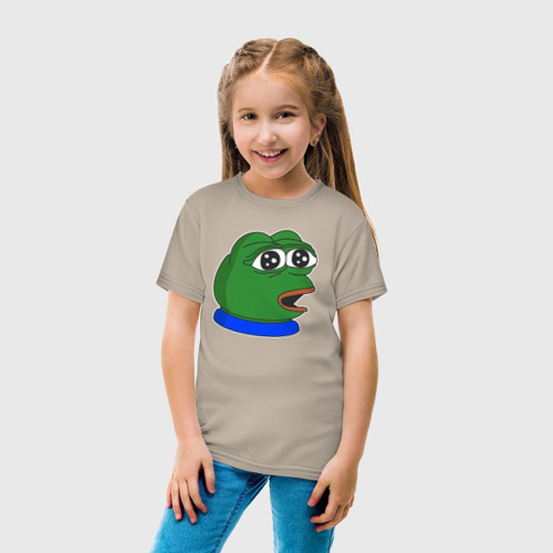 Детская футболка хлопок с принтом Лягушонок Пепе удивлён, вид сбоку #3
