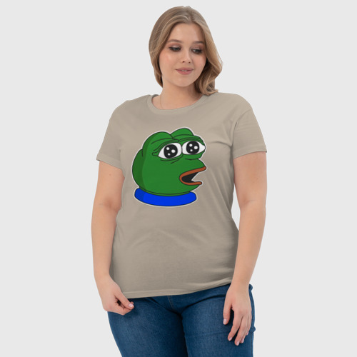 Женская футболка хлопок с принтом Лягушонок Пепе удивлён, фото #4