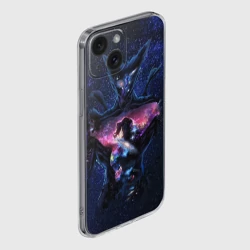 Чехол для iPhone 15 силиконовый с защитой камеры One Punch Man Гароу Космос - фото 2