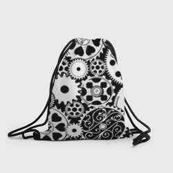 Рюкзак-мешок 3D Шестеренки в черно-белом стиле