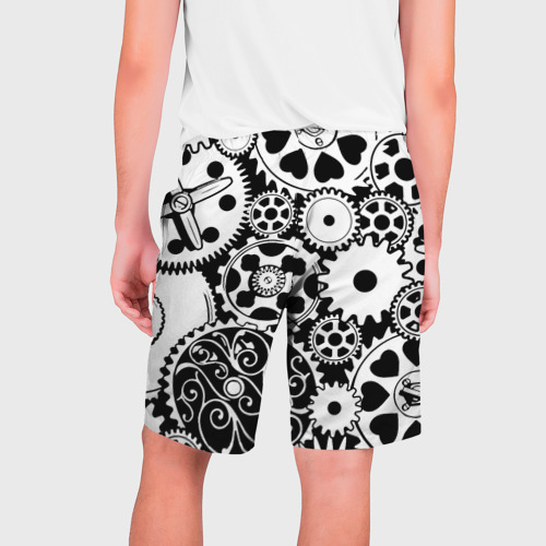 Мужские шорты 3D Шестеренки в черно-белом стиле, цвет 3D печать - фото 2