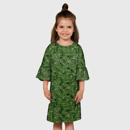 Детское платье 3D Милитари иероглифы, цвет 3D печать - фото 4
