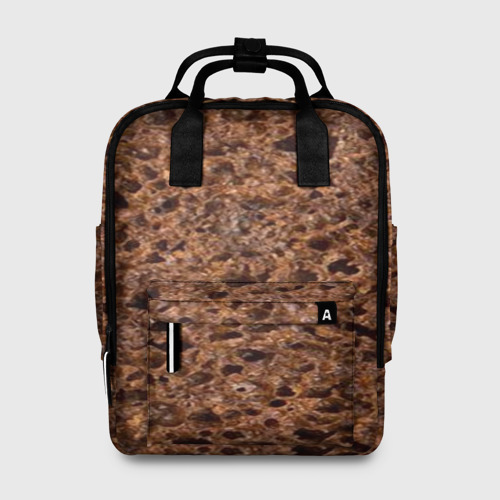 Женский рюкзак 3D с принтом Мякиш черного хлеба, вид спереди #2