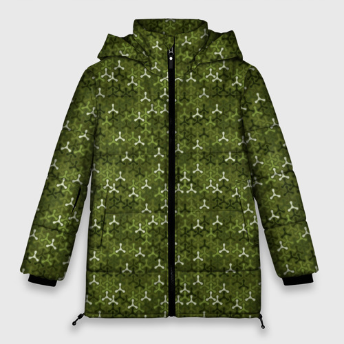 Женская зимняя куртка 3D с принтом Милитари спиннер, вид спереди #2