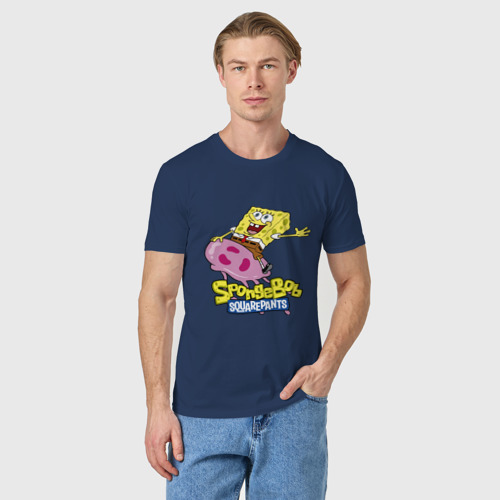 Мужская футболка хлопок Jellyfish rider, цвет темно-синий - фото 3