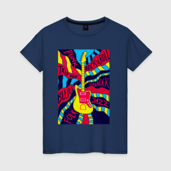 Женская футболка хлопок Гитара и стили музыки