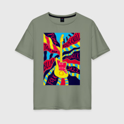 Женская футболка хлопок Oversize Гитара и стили музыки