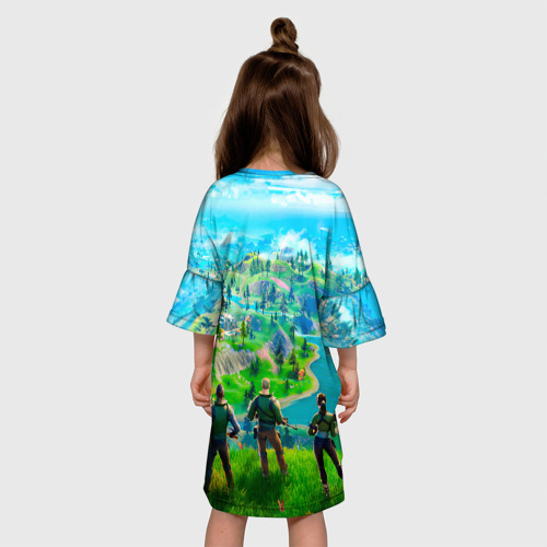 Детское платье 3D с принтом Фортнайт, вид сзади #2