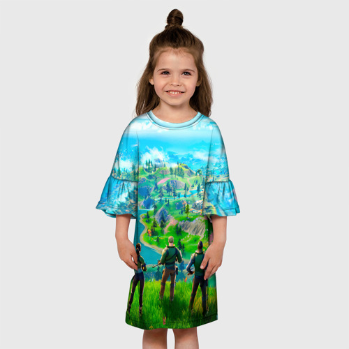 Детское платье 3D с принтом Фортнайт, вид сбоку #3