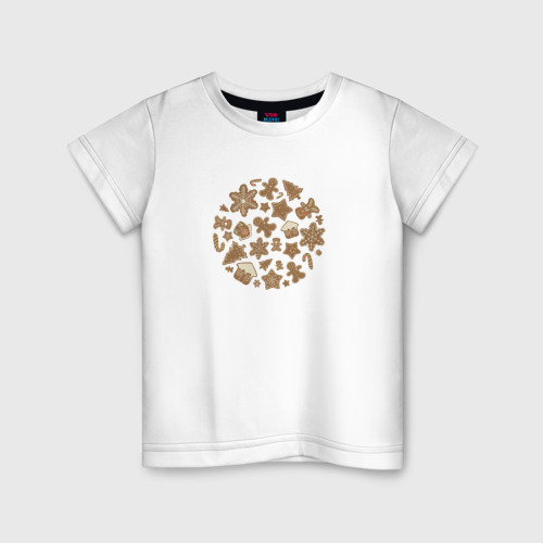 Детская футболка хлопок с принтом Имбирные пряники, вид спереди #2